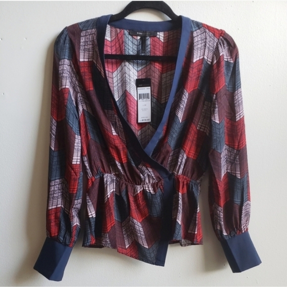 BCBG MAXAZRIA MOCK WRAO BLOUSE WOMEN'S SIZE XSMALL - Picture 1 of 4